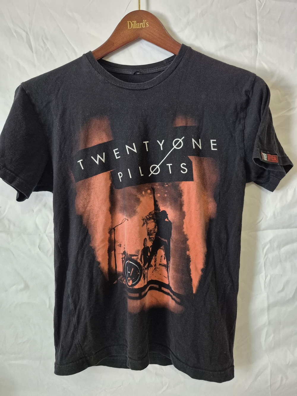 Official Merch Black Tee with Orange Twenty One Pilots Graphic